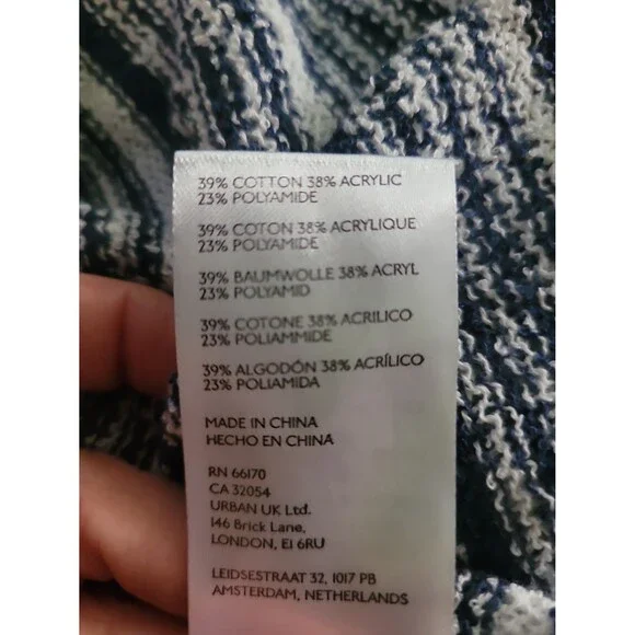 New Free People Beach Blue Stripes Lightweight Pullover Sweater Sz XL - Picture 8 of 8